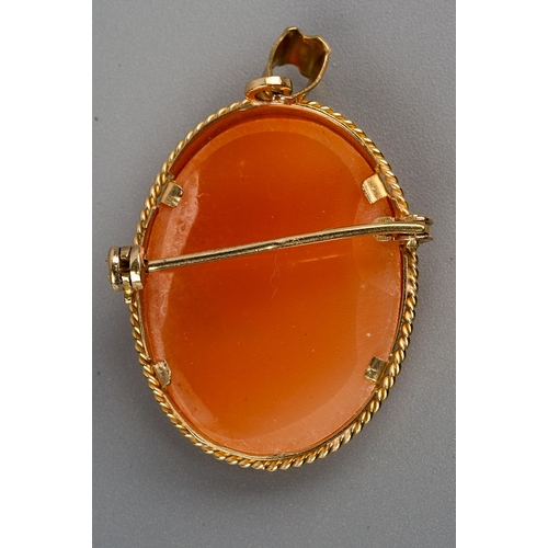 72 - An Italian 9k yellow gold and cameo brooch; together with a 9ct yellow gold and cameo ring, size Q, ... 