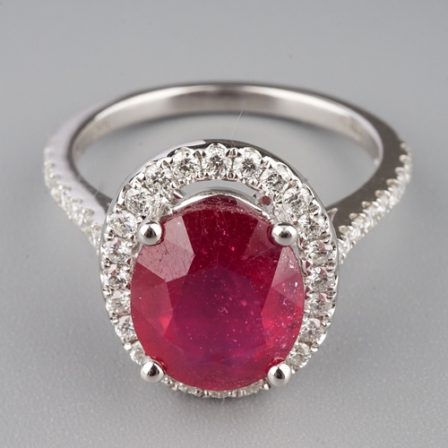 75 - Ruby and diamond cluster ring