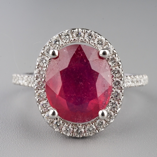 75 - Ruby and diamond cluster ring