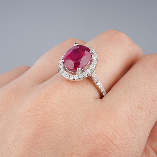 75 - Ruby and diamond cluster ring