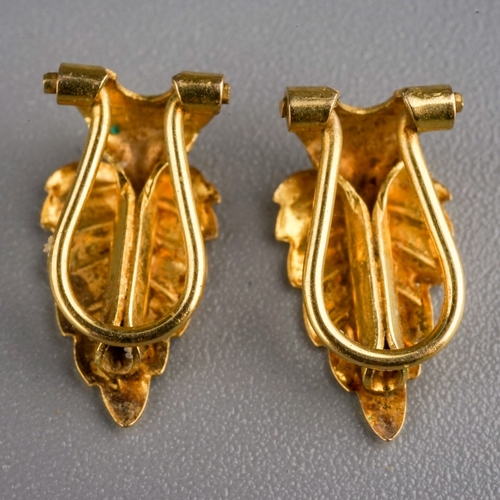 94 - A pair of 9ct yellow gold clip-on earrings, approx 1.3g; toether with a pair of 9ct yellow gold and ... 