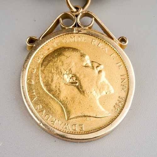 115 - An Edward VII sovereign 1909, Perth Mint, in a pendant mount