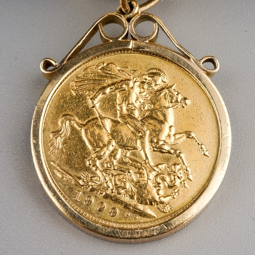 115 - An Edward VII sovereign 1909, Perth Mint, in a pendant mount