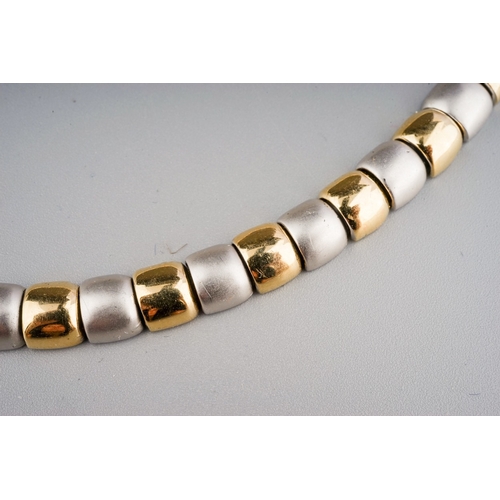 118 - White and yellow metal beaded style necklace marked 585, for 14 ct gold, gross weight 49.5 g