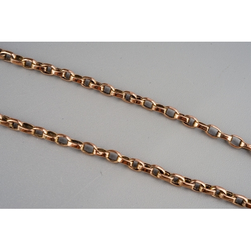 124 - Yellow metal chain with tab marked 9 c, gross weight 5 g