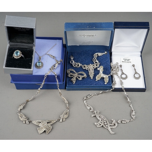 128 - Collection of vintage marcasite jewellery to include some silver examples