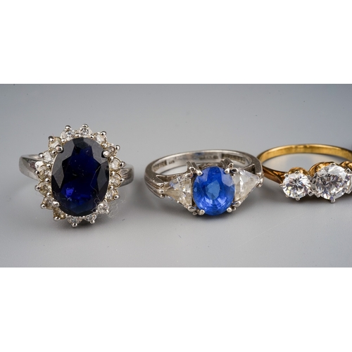 159 - A collection of six gem-set dress rings, including silver and silver-gilt (6)