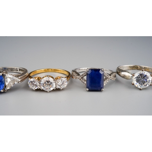 159 - A collection of six gem-set dress rings, including silver and silver-gilt (6)