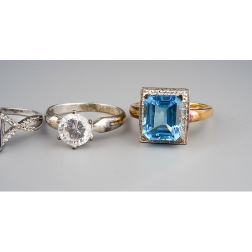 159 - A collection of six gem-set dress rings, including silver and silver-gilt (6)