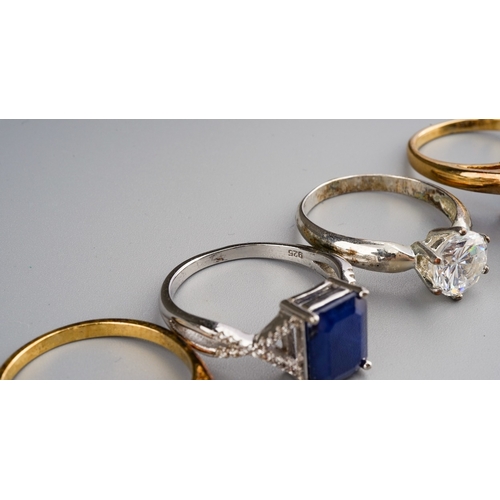 159 - A collection of six gem-set dress rings, including silver and silver-gilt (6)