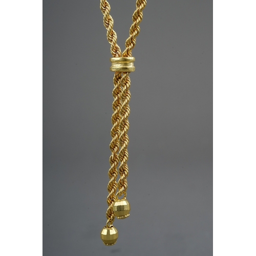 161 - An Italian 9k yellow gold rope-twist chain, with two drops, approx 45cm long, gross weight approx 2.... 