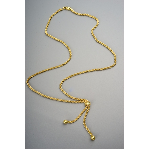 161 - An Italian 9k yellow gold rope-twist chain, with two drops, approx 45cm long, gross weight approx 2.... 