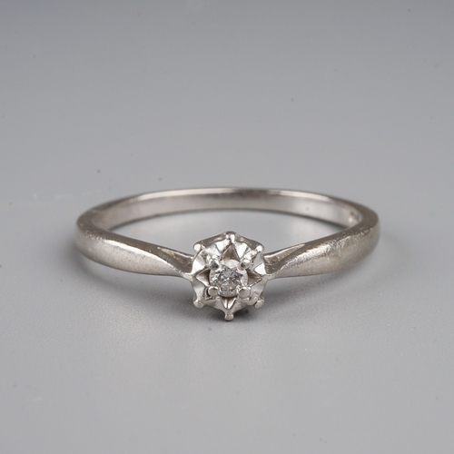 163 - A platinum and diamond solitaire ring, size P, gross weight approx 3g