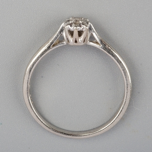 163 - A platinum and diamond solitaire ring, size P, gross weight approx 3g