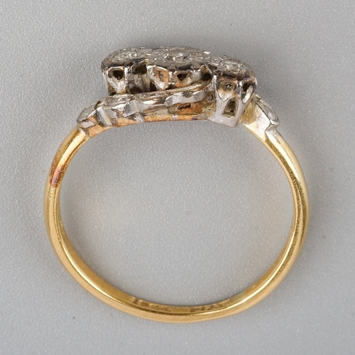 165 - An Edwardian 18ct yellow gold and diamond three-stone ring, platinum settings, size K, gross weight ... 