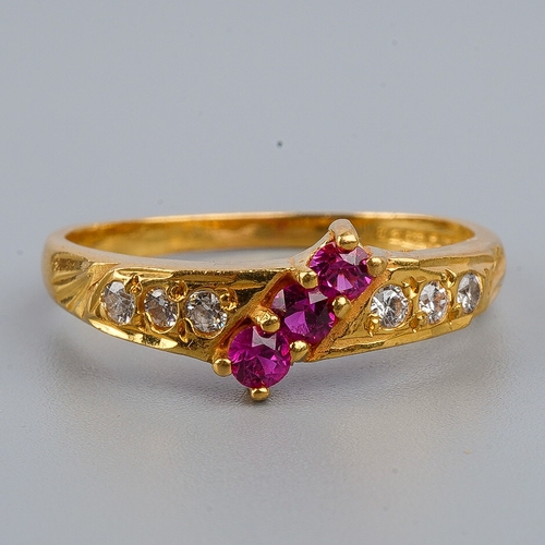 179 - 22 ct Ruby & Diamond Ring, Size O.