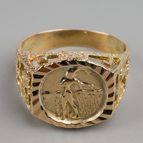 181 - 14 ct Gold Ornate 'Intaglio-Style' Ring.  Size Q.