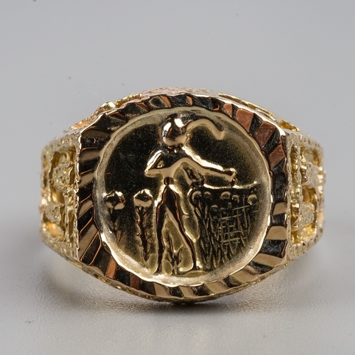 181 - 14 ct Gold Ornate 'Intaglio-Style' Ring.  Size Q.