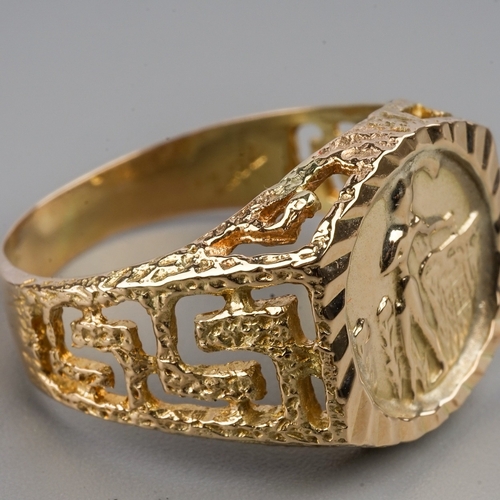 181 - 14 ct Gold Ornate 'Intaglio-Style' Ring.  Size Q.