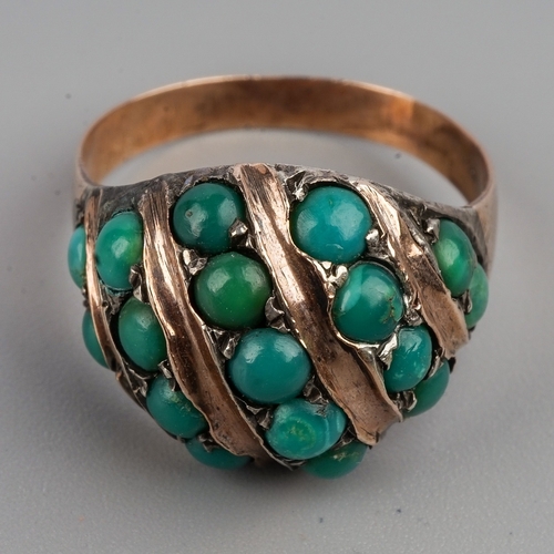 182 - Yellow Metal & Turquoise Ring