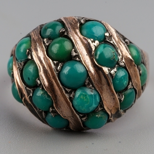 182 - Yellow Metal & Turquoise Ring