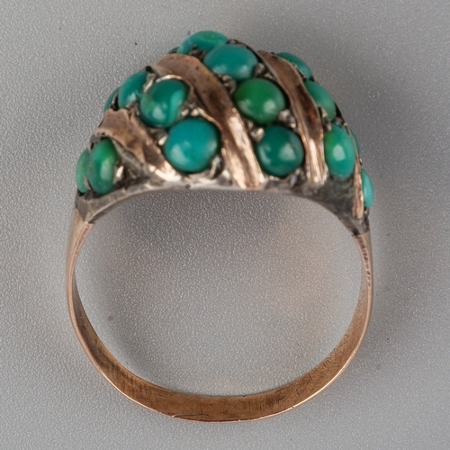 182 - Yellow Metal & Turquoise Ring