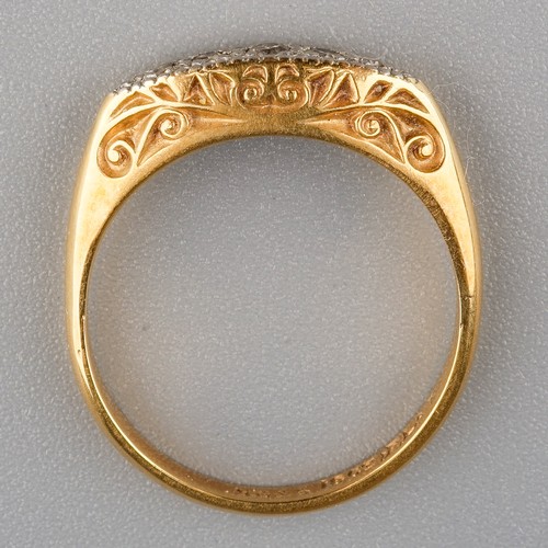 208 - An Edwardian 18ct yellow gold and diamond five-stone ring, size M, gross weight approx 2.5g, in an a... 