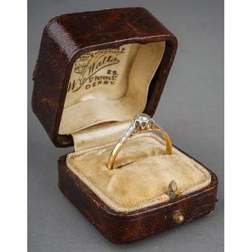 209 - An early 20th century18ct yellow gold and diamond solitaire ring, size T, gross weight approx 2.4g