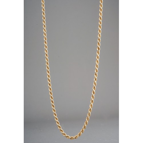 216 - A 9ct yellow gold rope-twist necklace, approx 48.5g, total gross weight approx 11.2g