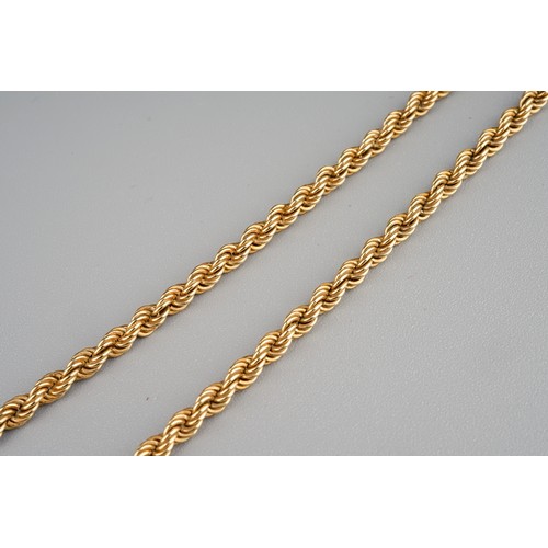 216 - A 9ct yellow gold rope-twist necklace, approx 48.5g, total gross weight approx 11.2g