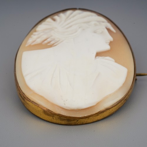 227 - A 9ct tri-colour gold ring, size M1/2, gross weight approx 2.6g; a 19th century cameo brooch, set in... 