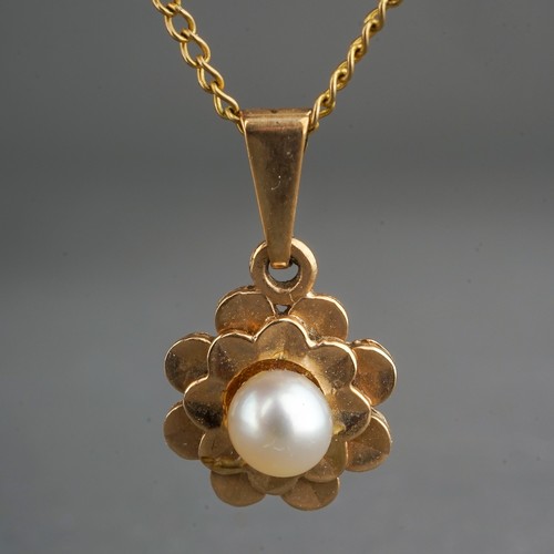 231 - A 9ct yellow gold and pearl pendant necklace, gross weight approx 2.6g; together with a 9ct yellow g... 