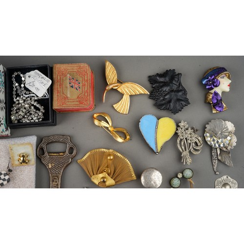 235 - Costume jewellery, including a 9ct gold pendant approx 3g; silver jewellery, silver pill box; brooch... 