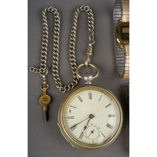 241 - A parcel of wristwatches and pocket watches, including a silver cased mechanical wristwatch bearing ... 