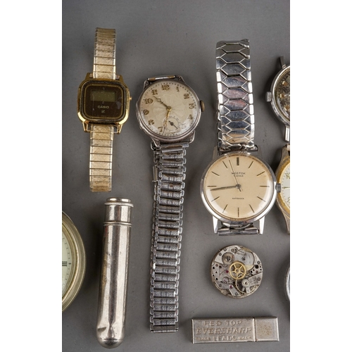 241 - A parcel of wristwatches and pocket watches, including a silver cased mechanical wristwatch bearing ... 