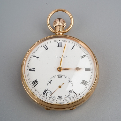 254 - JW Benson 9 ct gold Pocket Watch in Original Box. Gross weight 80g, currently ticking