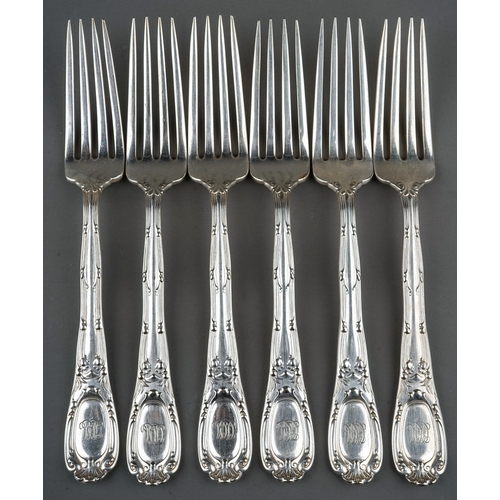 271 - Set of 6 Tiffany & Co. silver plated dinner forks, engraved monograms (6)