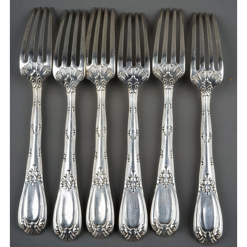 271 - Set of 6 Tiffany & Co. silver plated dinner forks, engraved monograms (6)