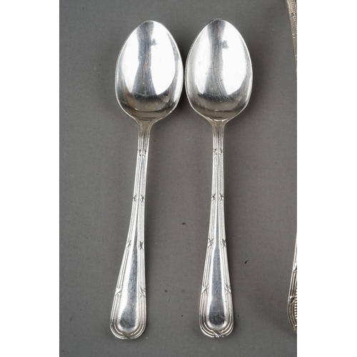 272 - A collection of silver plated spoons and serving implements, etc, including a pair of Art Deco Elkin... 