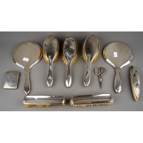 289 - A collection of early 20th Century silver mounted dressing table items to include: two mirrors, five... 