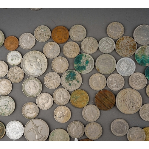 300 - A bag of assorted Victorian to Elizabeth II British coins and a small quantity of foreign coins, inc... 