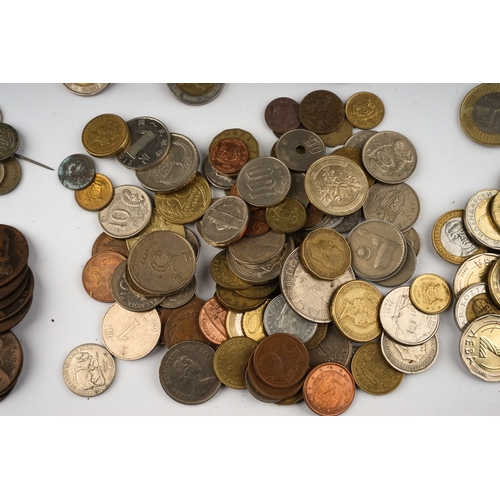 310 - Large quantity of British and European coinage to include pennies ect.