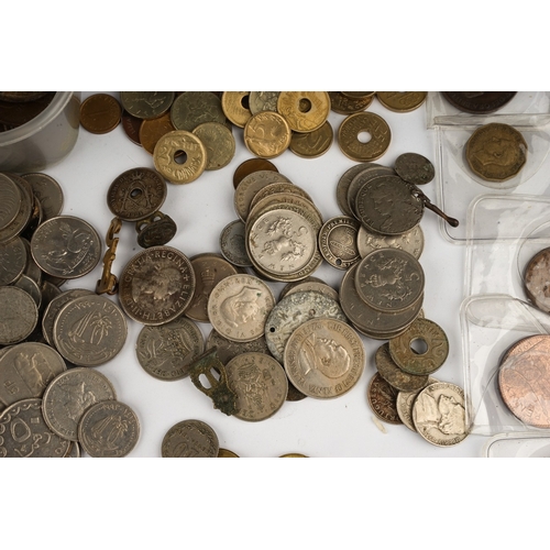 310 - Large quantity of British and European coinage to include pennies ect.