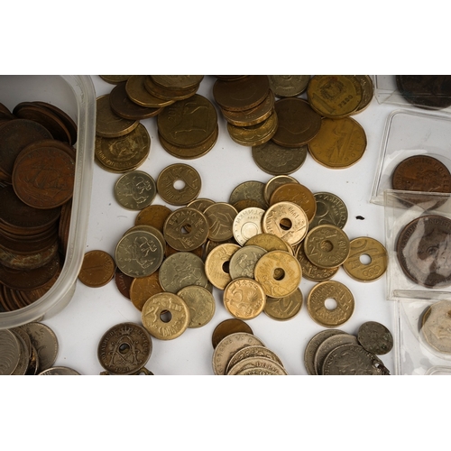 310 - Large quantity of British and European coinage to include pennies ect.