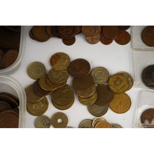 310 - Large quantity of British and European coinage to include pennies ect.