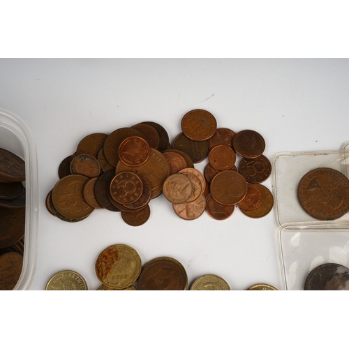 310 - Large quantity of British and European coinage to include pennies ect.