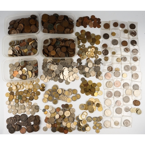 310 - Large quantity of British and European coinage to include pennies ect.