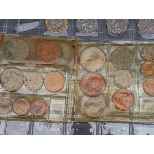 319 - A collection of coins and stamps in folder and loose, coins include fifty seven £2 coins, approximat... 