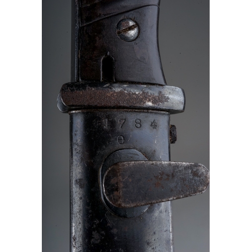 330 - A WW2 Third Reich Mauser K98 bayonet by Berg & Co  complete with scabbard, with matching serial numb... 