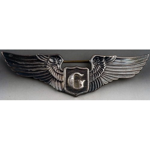 338 - Vintage US air force sterling silver Glider Pilot Brooch